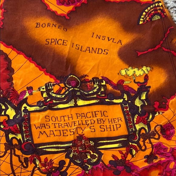 VNTG Anne Pinkerton 100% Silk Map Themed Top Orange and Red Sleeveless - Picture 9 of 9